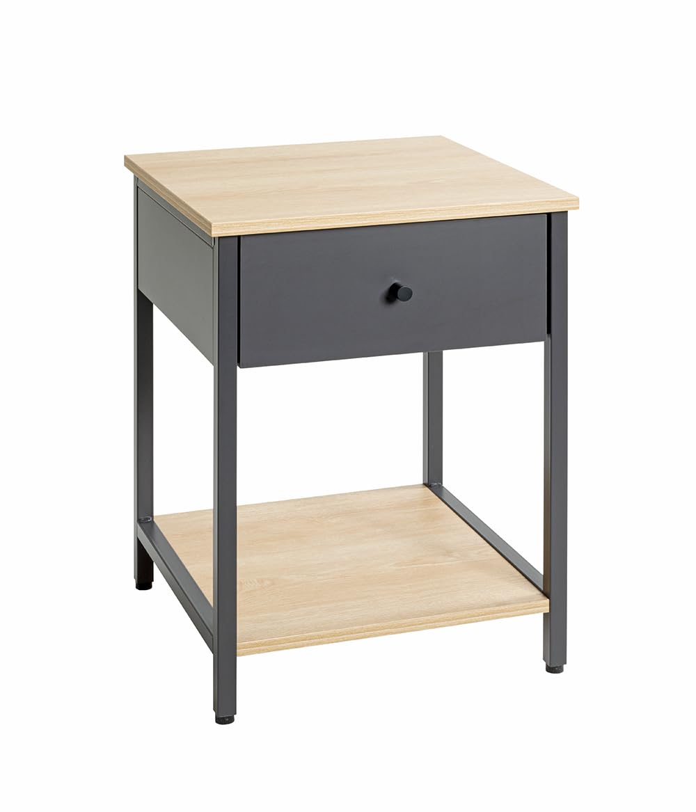 HAKU side table, anthracite, oak, metal, chipboard. Dimensions: W 40 x H 55 x D 40 cm. Style: Modern