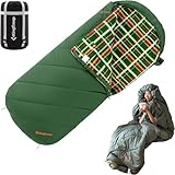KingCamp 寝袋 ワイド 封筒型 フランネル生地 手足伸ばし可能 大人用 シュラフ ワイドサイズ 幅広 100cm 通気性 暖かい コンパクト オールシーズン 快適温度0℃~5℃ 丸洗い 撥水加工 アウトドア キャンプ用 登山 車中泊 防災用 収納袋付き (グリーン)