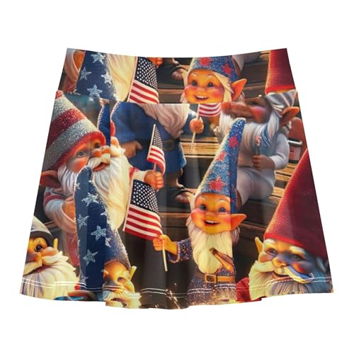 4th July Party Gnomes Girls Skorts Athletic Shorts Kids Tennis Skirts Pleated Pleated 3t