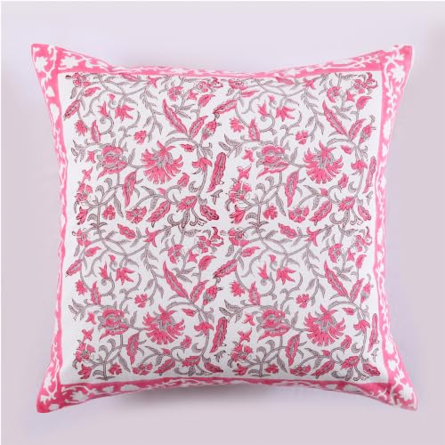 Image of Ravaiyaa - Attitude is everything Cotton Hand Block Printed Soft Cushion Cover Pillow Case 16 inch Square Cushion Sham Set of 2 Piece
