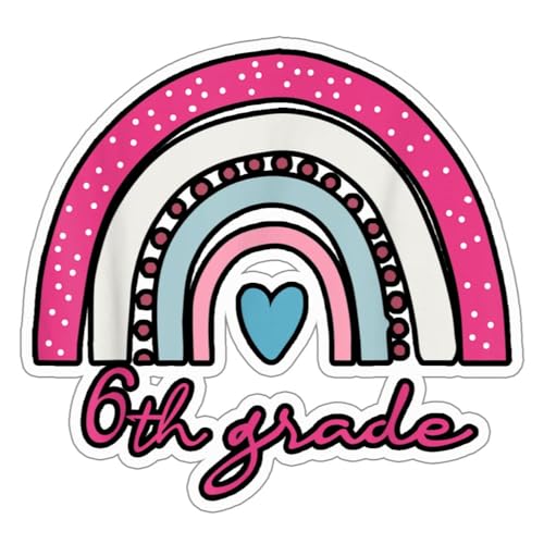 6th Grade Rainbow Back to School Sixth Grader Kiss-Cut Sticker