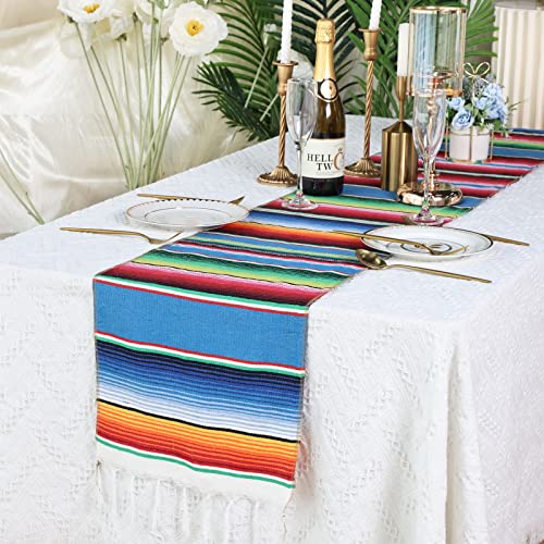 Habbi Mexican Table Runner 4Pack 14 X 110 Inches Large Mexican Theme Party Decoration For Cinco De Mayo Fiesta Party Serape Table Runner Red And Blue #TOP4
