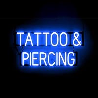 Vista 1 de SpellBrite Letrero de tatuaje y perforación para salones de tatuajes Señales relacionadas con tatuajes y piercings con aspecto de neón, luz LED