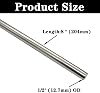 Varillas redondas de acero inoxidable 304 de 1/2" de diámetro y 8" de largo, ejes sólidos de metal para bricolaje y metalistería (2 piezas) 3