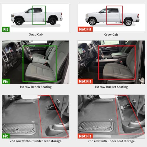 Image of LASFIT Floor Mats for RAM 1500 Quad Cab 2019-2024 Bench Seats