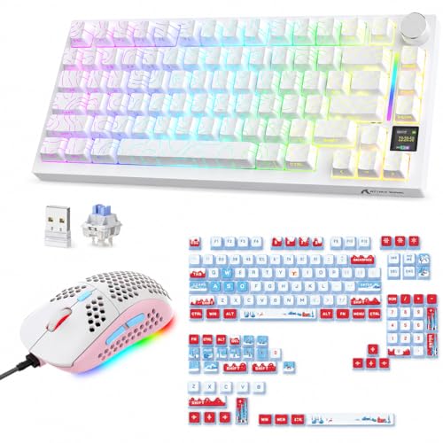 ATTACK SHARK �Q�[�~���O�f�o�C�X3�_�Z�b�g X820 Ultra 75%���C�����X���J�j�J���L�[�{�[�h RGB���� �m�u�E�f�B�X�v���C�t�� + MAMBASNAKE M8 �L���Q�[�~���O�}�E�X 69g�y�� + �ፑ�f�U�C�� PBT�������L�[�L��