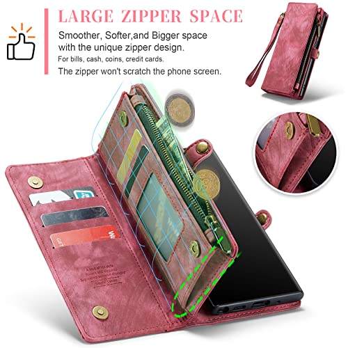 Asuwish Phone Case for Samsung Galaxy Note 20 Ultra Glaxay Note20 Plus 5G Zipper Wallet Cover with Screen Protector and Flip Card Holder Cell Gaxaly Notes 20Ultra Note20+ U + 20+ Twenty Not S20 Red by Asuwish - Used condition - Image 3