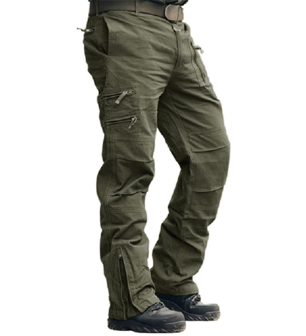 CRYSULLY Mens Tactical Cargo Pants Ripstop Cotton Military Hiking Work
