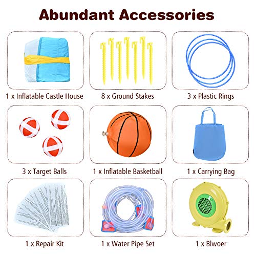 Bountech Inflatable Water Slide, 8 In 1 Mega Waterslide Park Bounce House For Outdoor Fun W/735W Blower, Long Slide, Splash Pool, Water Slides Inflatables For Kids And Adults Backyard Party Gifts #TOP5