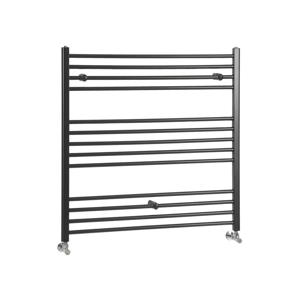 Milano Nero Black Straight Bar Heated Towel Rail - 1000mm x 1000mm
