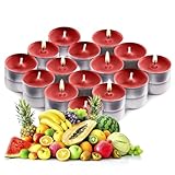Red Scented Tealight Candles - Pack of 30 Red Tea Lights Candles with Long Lasting Aromas - Tropical Delight Scented Tealights - 4 Hour Burn Time