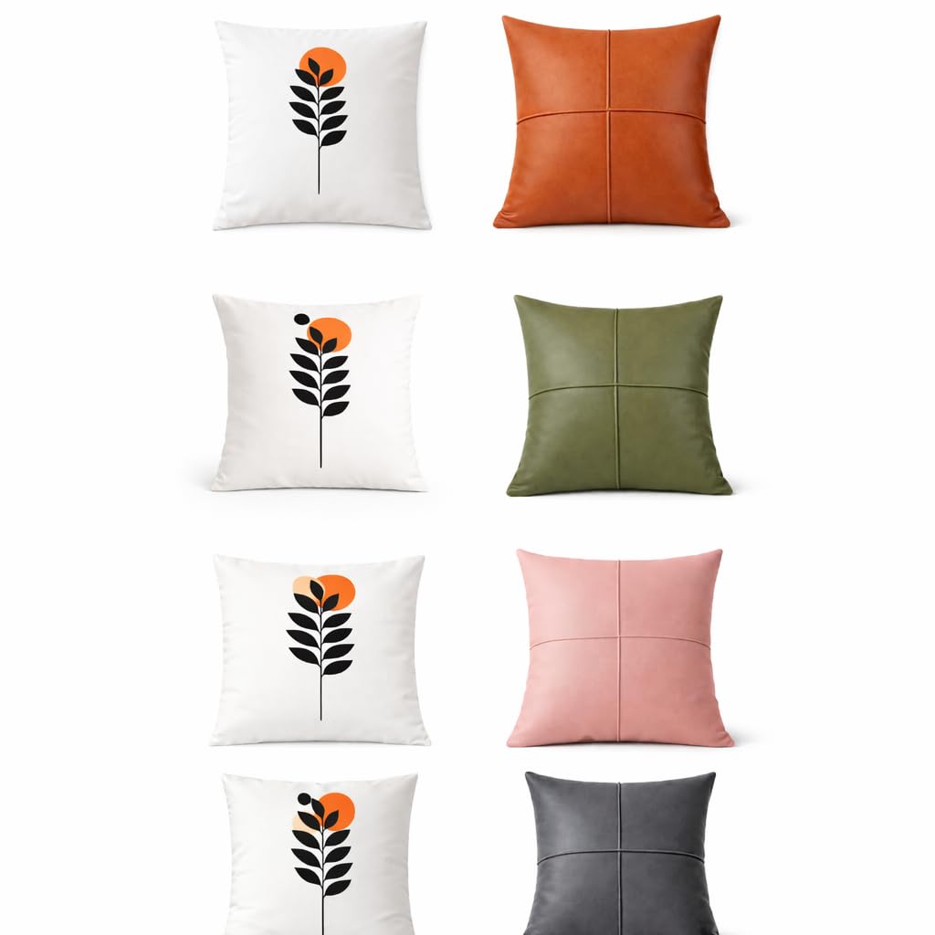Housses de coussin botanique 45x45 cm en tissu technique lot de 8
