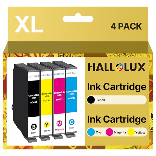 HALLOLUX Compatible pour 604 XL Cartouches Compatible pour 604XL pour Epson Expression Home XP-2200 XP-2205 XP-3200 XP-4200 XP-3205 XP-4205 Workforce WF-2910 WF-2930 (4 Pack)