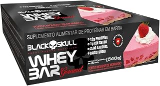 Whey Bar Gourmet - 12 Unidades 45g Torta Mousse de Morango - Black Skull