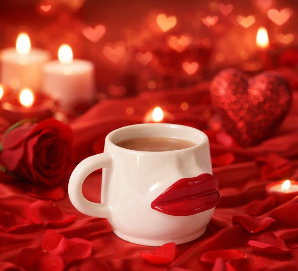 Kiss & Coffee Mug – Tazza in ceramica artigianale – Artistic Design Coffee Cup – Unique Gift for Art Lovers