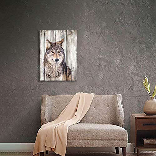 Hardy Gallery Gray Wolf Wall Art Print: Wild Animal Artwork Painting Picture On Canvas For Living Room Decor (24'' X 18'') #TOP3