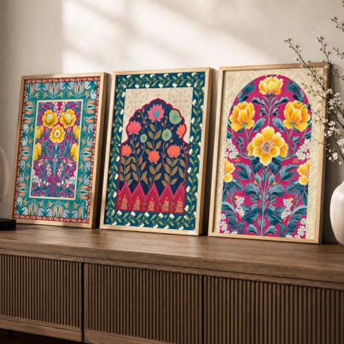 Image of kotart Art Painting With Frame | Paintings Home Decoration For Living Room Bed Room Hotel Wall Decor Digital Reprint Indian Traditional Madhubani Wall Set of 3 (10X13 inch)