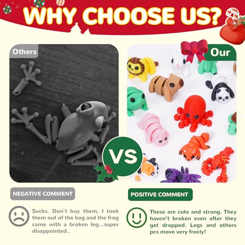 20PCS Mini Animals Set, 3D Printed Little Animals Articulated Flexible Fidget Toy, Mini Animal Figurines Toy, 3D Printed Cute Animal Toys Home, Office, Executive Desk for Christmas Decoration - Thumbnail 2