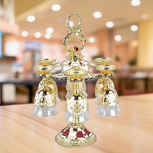 Taças de Vidro Chinês Com Flor Em Relevo Estilo retrô, Copos de Liga de Zinco para Festa, 6 Peças, B