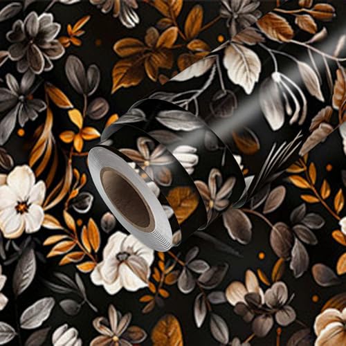 HOMETITUTE Floral Leaf Self Adhesive Wallpaper 118.1x17.7 Inch Vinyl