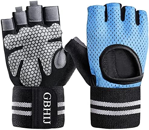 Exercise Gloves for Men Women, Weight Lifting Gym Workout Gloves with Wrist Wrap Support, Full Palm Protection, for Weightlifting, Training, Fitness, Breathable and Snug fit Cycling Gloves…