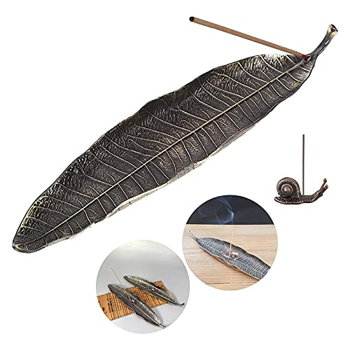 Porte Encens en Forme Feuille Porte Encens Escargot Brûleur à Encens avec Escargot Feuille Brûleur D'encens Support Encens Feuille Porte Encens Antique en Cuivre pour la Décoration de la Maison Cover