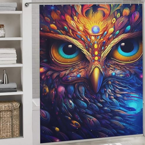 Rideau de douche hibou en tissu polyester lavable de qualité supérieure - 2