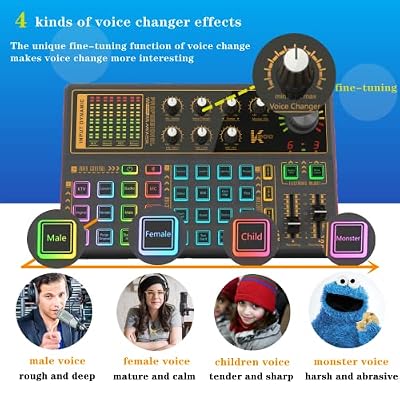 Sound Mixer Board, Voice Changer Sound Card with Multiple Sound Effects - Live Sound Card