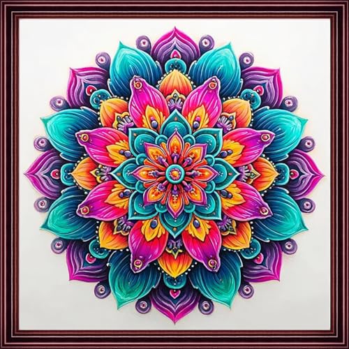 Image of Fanxvivy Counted Cross Stitch Kits for Adults 11CT Unprinted Cross-Stitch Patterns Embroidery Kits Easy Cross Stitching Needlepoint Kits- Colorful Mandala 18x18 inch