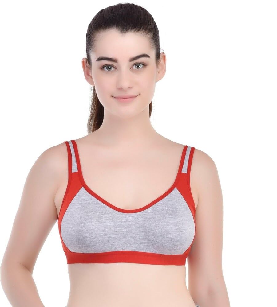 Women's Sport Non-Padded Cotton Bra Full Coverage Sports Gym Yoga Daily Workout Regular Bra for Girl (Available Size : 32B-40B)-image-7