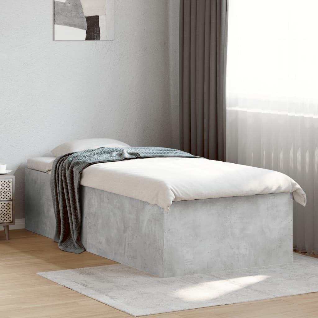 vidaXL Estructura de Cama Madera de ingeniería Gris hormigón 100x200cm