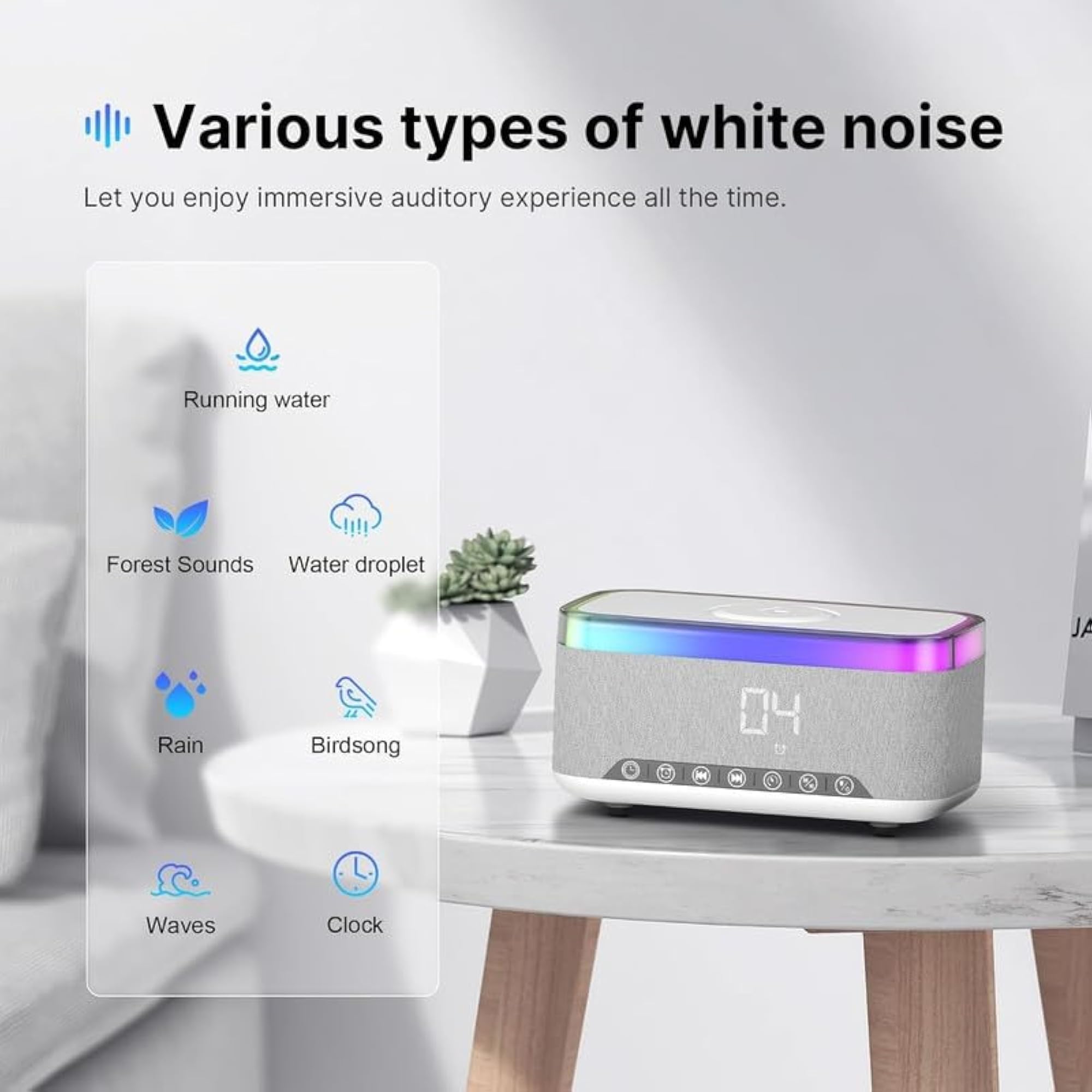 Bluetooth Speaker Alarm Clock with RGB Night Light