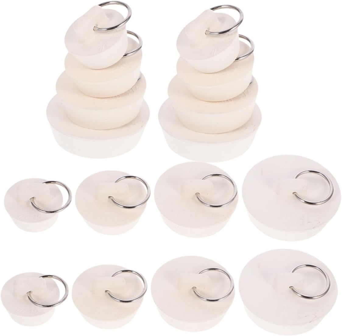 Toyvian 16pcs Rubber Sink and Bathtub Drain Stoppers Set with Hanging Rings, Multipurpose Kitchen and Bathroom Water Seal Plugs for Laundry, Washbasin, and Shower Drains