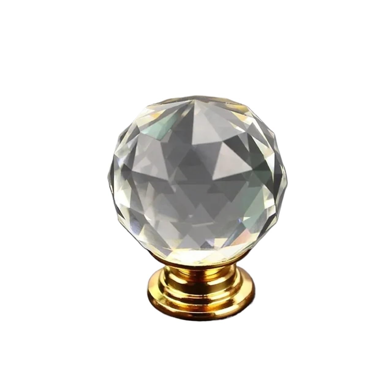 GFJFsetSH 2pcs Clear Crystal Ball Cabinet Drawer Knobs(Gold Base,25mm)
