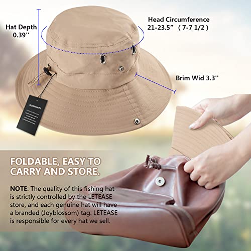 Joyblossom Wide Brim Fishing Hat For Men Upf 50+ Safari Hiking Sun Hat Packable Waterproof Summer Beach Boonie Hat Cap For Men Women (Khaki) #TOP4