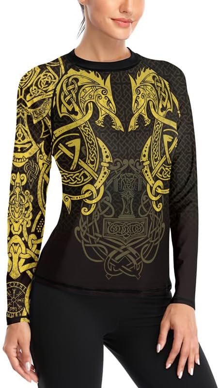 Viking Women's Compression Shirt Long Sleeve MMA BJJ Rash Guard Grappling Jiu Jitsu No Gi