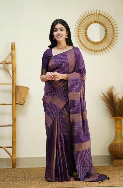 Image of Flosive Women's Kanjivaram Pure Zari Woven Soft Silk Saree With Blouse Piece (Mix Color)