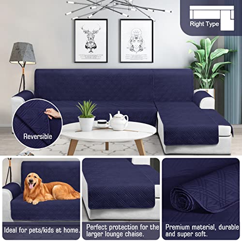 Taococo Waterproof Sectional Couch Covers L Shaped Sofa Covers Chaise Lounge Cover 3Pcs Reversible Sofa Covers For Sectional Sofa Pet Kids Furniture Protector With Elastic Straps(Large, Navy Blue) #TOP2