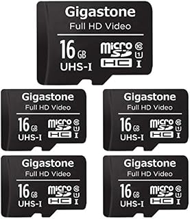 Gigastone 16GB 5-Pack Micro SD Card, FHD Video, Surveillance Security Cam Action Camera