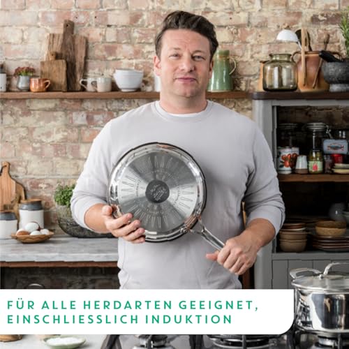 Foto von Tefal Jamie Oliver Cook's Direct On Bratpfanne 28 cm, Edelstahlpfanne Induktion, Titanium-Antihaftbeschichtung, Thermo-Signal, backofenfest, Edelstahl, genieteter Griff, E3040644