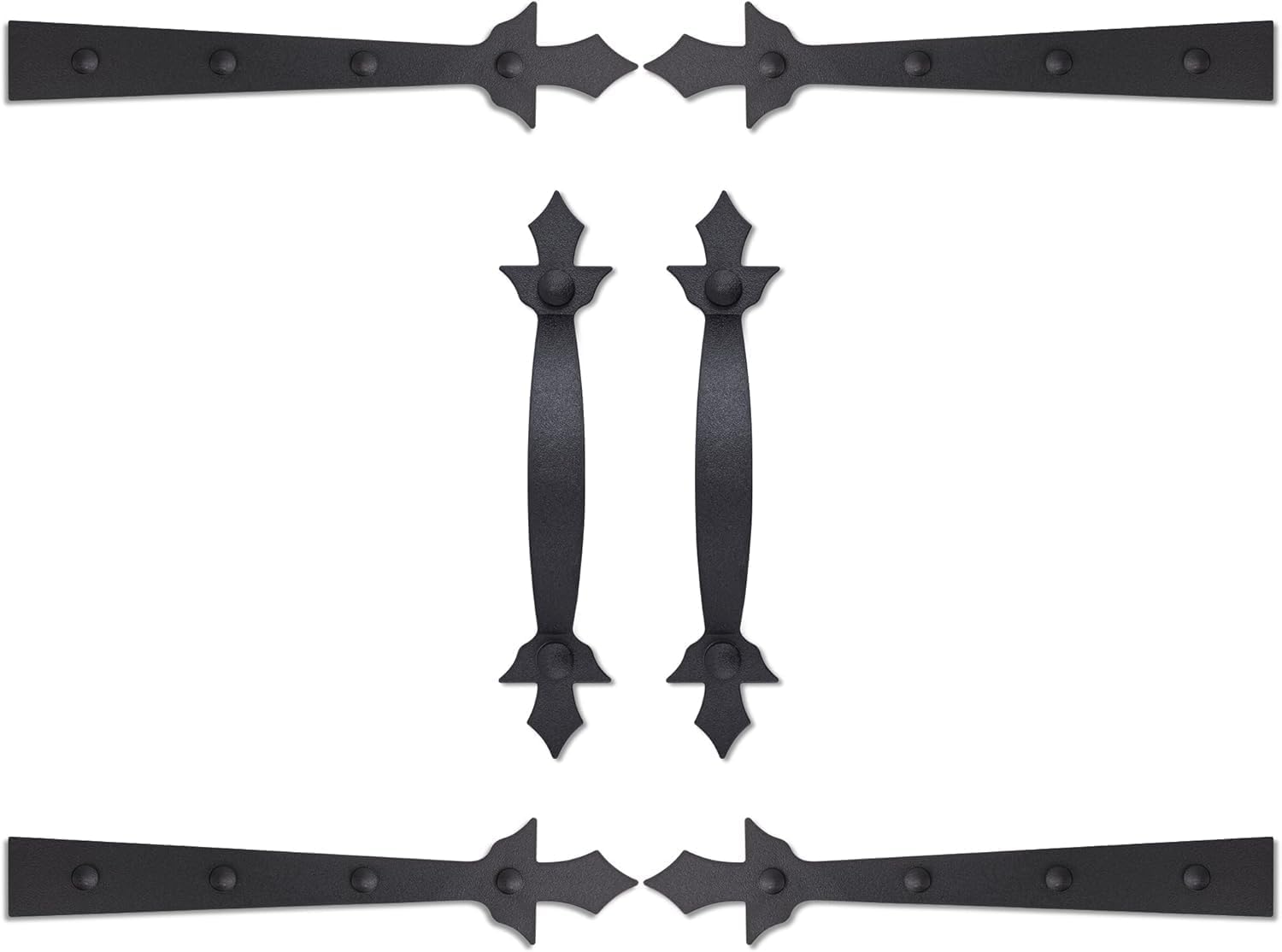 Strong Magnetic Garage Door Decorative Hardware Garage Door Accents Magnetic Handle Hinges Kit Faux Door Magnetic Hinges Accents Kit for Curb Appeal Garage Upgrade - 2 Handles + 4 Hinges