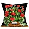 Red Geranium Flowers Pillow Covers 24X24 Rustic Potted Plants with Welcome Words Throw Pillow Cases Cushion Cover for Outdoor Garden Chair Summer Decorative Geranium 24X24
