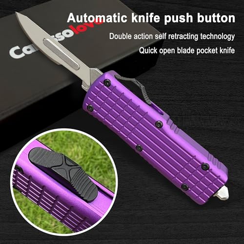 Image of Small Purple Retracting Utility Pocket Scalpel Knife For Men with Clip | EDC Folding Scalpel Knife, Retractable Blade Pocket Knife, Come with 10pcs #24 Extra Blades, for DIY Project