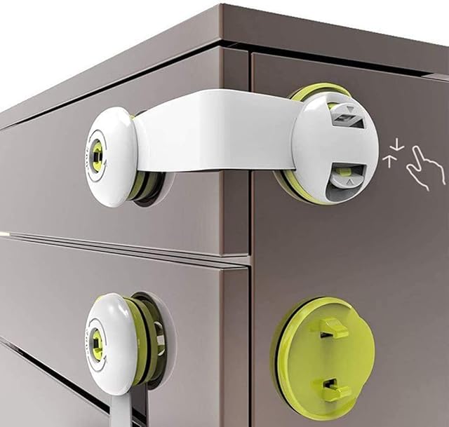 SMBOX Child Safety Cupboard Latch 6 Packs Stick On for Kitchen Self Adhesive Baby Proofing Latch Children Proof Locks for Door, Drawer, Closet, Refrigerator, Trash