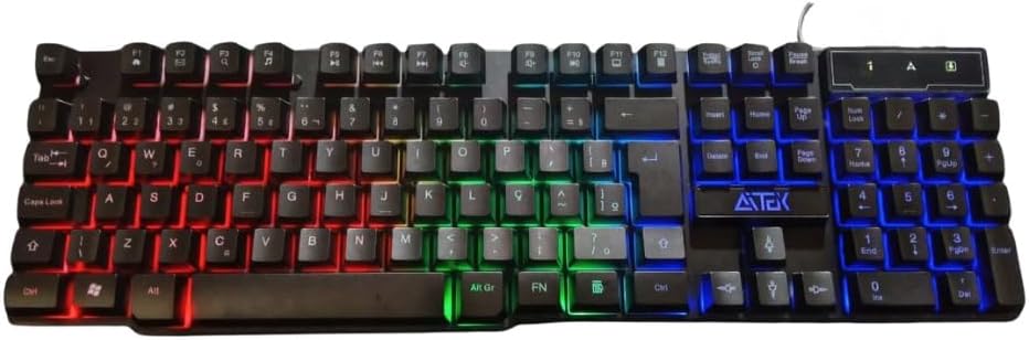 Κορυφή view of the Generic AKT-G1713 gaming keyboard with ABNT2 layout and RGB lighting