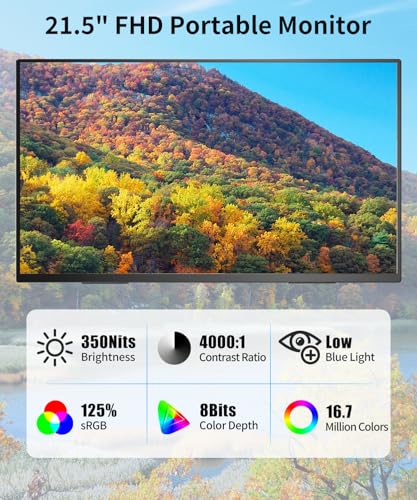 Image of MAGICRAVEN Wireless Portable Monitor with Battery- 21.5 inch 1080P 100Hz IPS Second Screen for Office, AirPlay & Miracast Casting, Up to 3.5hrs Use, No Cables or Drivers Needed, Works with Laptop /PC /Phone