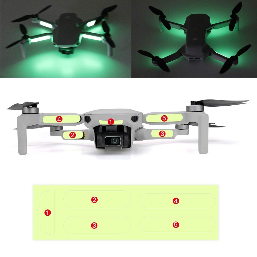 XUSUYUNCHUANG 2PCS New Luminous stickers Lightweight Fluorescent Decals Night Flight For DJI Mavic Mini Drone Accessories Drone Accessories