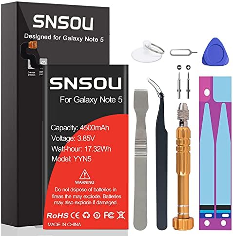 Galaxy Note 5 Battery, Upgraded SNSOU 4500mAh EB-BN920ABE Replacement Battery for Samsung Galaxy Note 5 SM-N920 N920V N920T N920A N920P N920R4 N920F with Repair Replacement Kit Tools