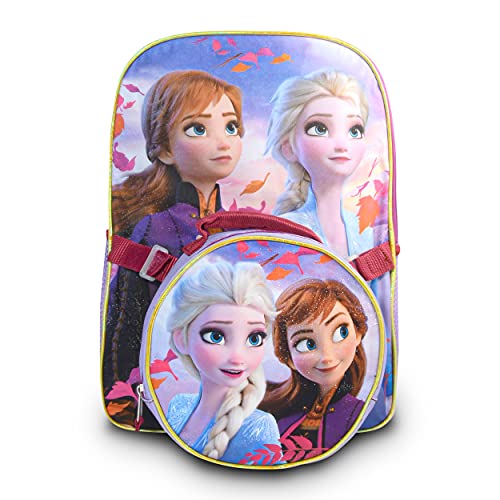 Disney Bundle Frozen Anna And Elsa Backpack With Lunch Box For Girls Kids ~ 4 Pc Bundle With Deluxe 16 Inch Frozen School Bag, Lunch, Stickers, And More (Frozen School Supplies) #TOP2