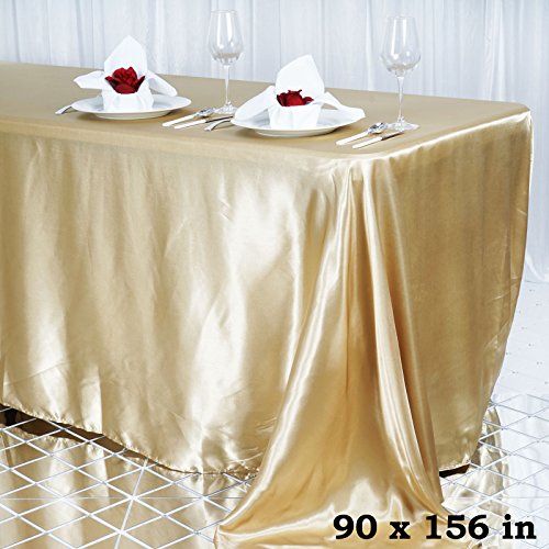 Efavormart 90X156 Rectangle Champagne Wholesale Satin Tablecloth Banquet Linen Wedding Party Restaurant Tablecloth #TOP1